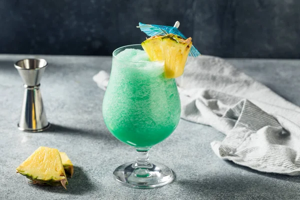 Boozy Refresh Frozen Blue Hawaii Cocktail Pineapple Rum — стокове фото