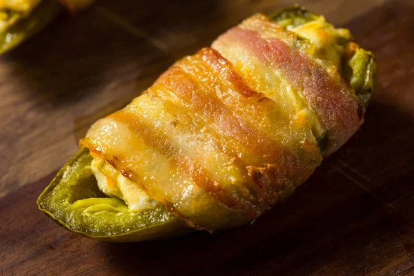 Homemade Bacon Wrapped Jalapeno Poppers Cream Cheese — Stock Photo, Image