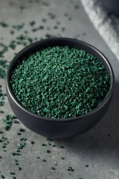 Syrová Zelená Organická Spirulina Míse Pro Zdraví — Stock fotografie