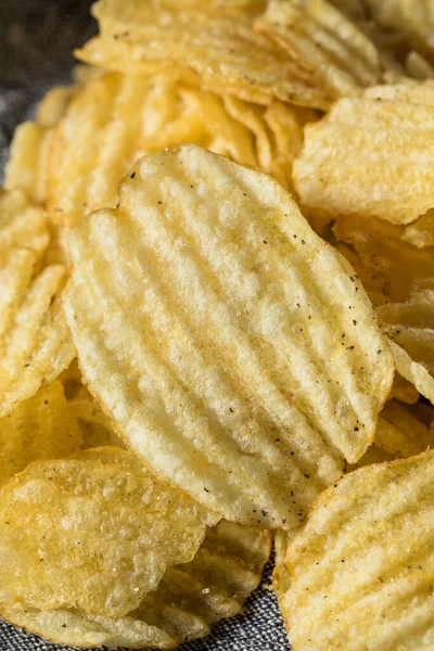 Fatty Ruffled Potato Chips Ready Eat — Stock Photo, Image