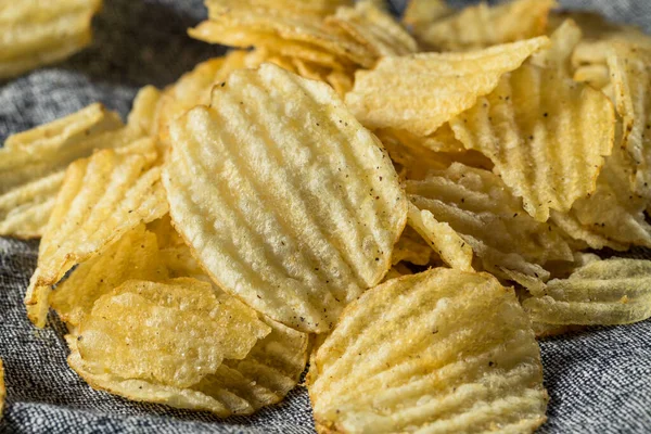 Fatty Ruffled Potato Chips Ready Eat — Stock Photo, Image