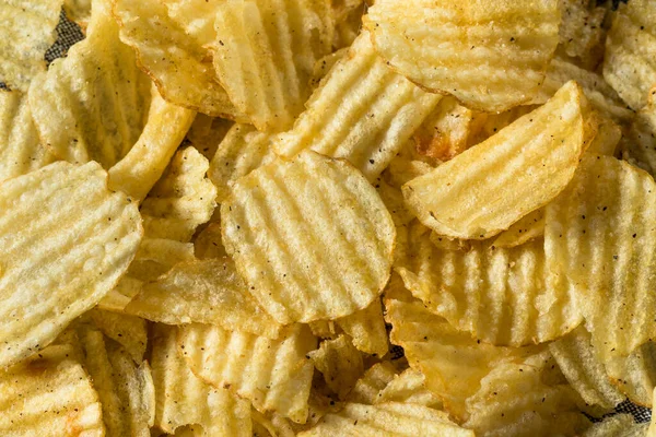 Fatty Ruffled Potato Chips Ready Eat — Stock Photo, Image