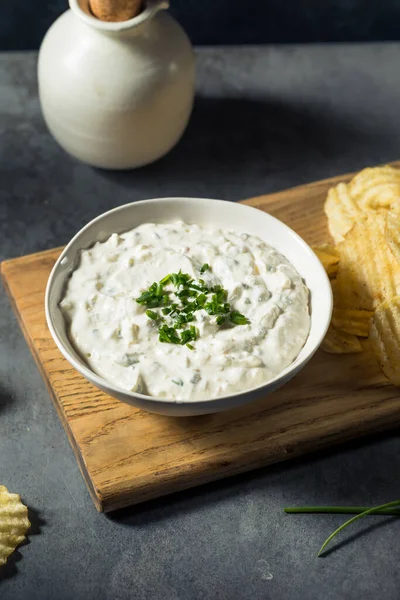 Salsa Cebolla Francesa Casera Saludable Con Patatas Fritas — Foto de Stock