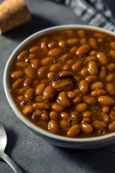 Healthy Homemade Bacon Baked Beans Bowl — Fotografia de Stock