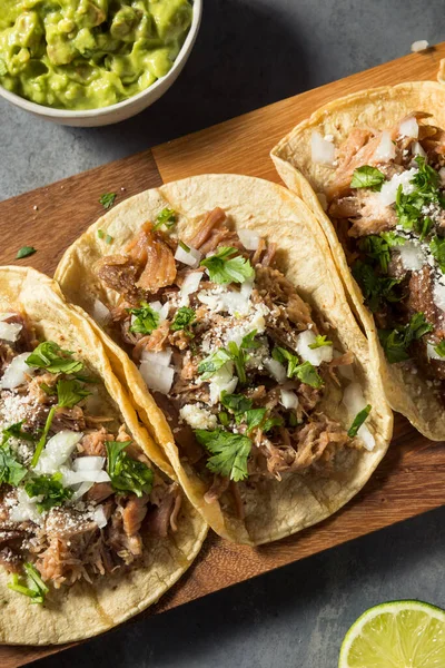 Zelfgemaakte Pork Carnitas Tacos Met Cilantro — Stockfoto