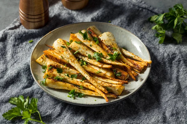 Parsnips Prăjiți Casă Sănătoși Sare Piper — Fotografie, imagine de stoc