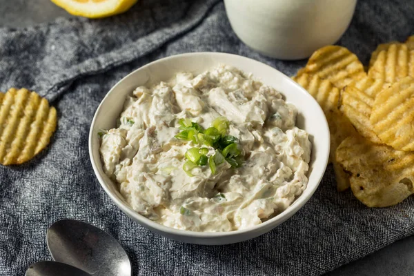 Σπιτικό Ορεκτικό Clam Dip Πατατάκια — Φωτογραφία Αρχείου