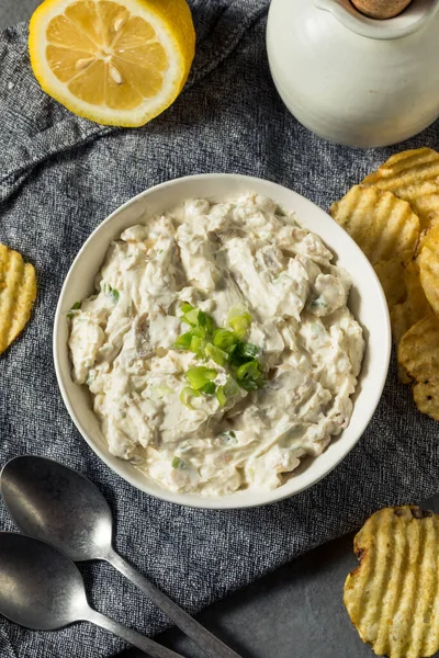 Aperitivo Casero Inmersión Almeja Con Las Patatas Fritas — Foto de Stock