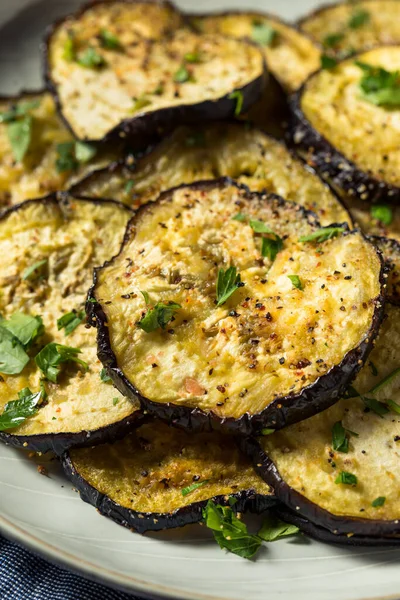 Melanzane Arrosto Biologiche Sane Con Sale Pepe — Foto Stock