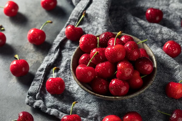 Healthy Organic Red Cherries Bowl Eat — Stock Photo, Image