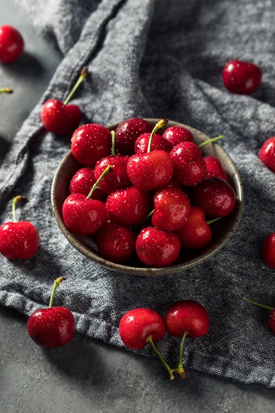 Healthy Organic Red Cherries Bowl Eat — Stock Photo, Image