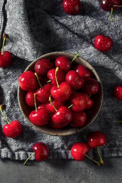 Healthy Organic Red Cherries Bowl Eat — Stock Photo, Image