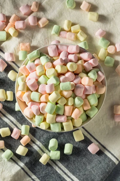 Sweet Rainbow Fruity Mini Marshmallows Bowl — Stock Photo, Image
