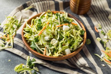 Bir kasede sağlıklı ev yapımı doğranmış lahana sebzeli sebze karışımı.