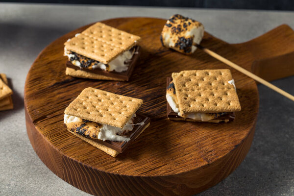 Sweet Marshmallow and Chocolate Smores with Cracker