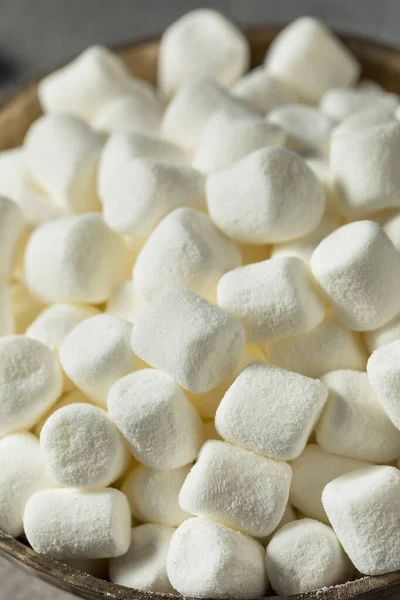 Unhealthy Sugary White Mini Marshmallows Bowl — Stock Photo, Image