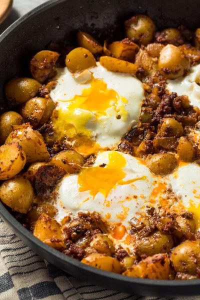 Huevos Mexicain Maison Rotos Oeufs Pommes Terre Avec Chorizo — Photo