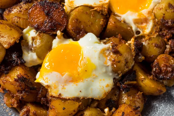 Huevos Mexicain Maison Rotos Oeufs Pommes Terre Avec Chorizo — Photo