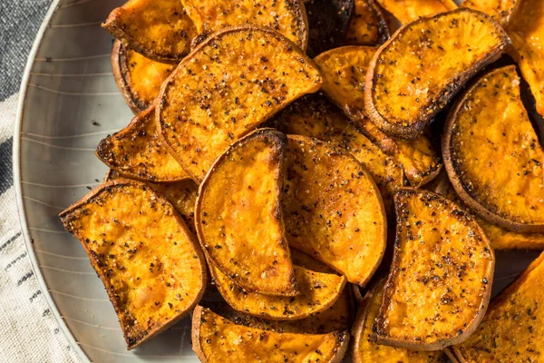 Patata Dulce Asada Horneada Casera Con Sal Pimienta —  Fotos de Stock