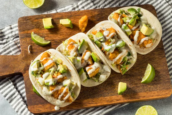 Tacos Caseros Pollo Frito Con Lima Aguacate — Foto de Stock