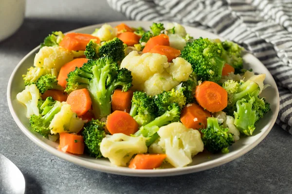 Légumes Cuits Vapeur Biologiques Sains Aux Carottes Chou Fleur Brocoli — Photo