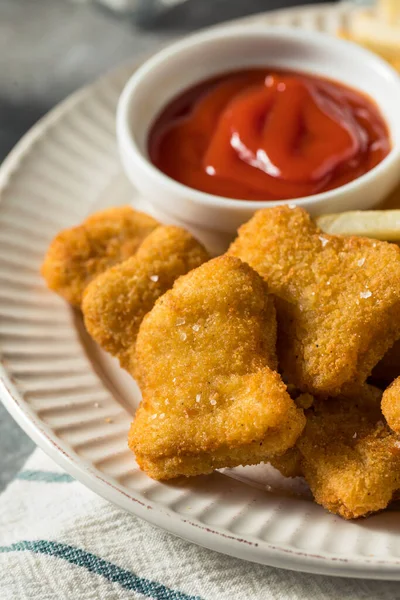 Homemade Breaded Chicken Nuggets French Fries — Stock Photo, Image