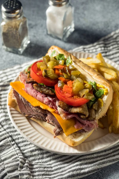 Zelfgemaakte Chicago Jim Shoe Roast Beef Sandwich Met Gyro Meat — Stockfoto
