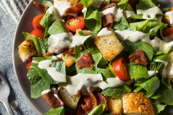 Ensalada Tocino Ecológica Saludable Con Lechuga Tomate —  Fotos de Stock