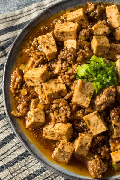 Ev yapımı Çin Mapo Tofu 'su. Domuz eti ve Scallion' lu.