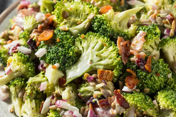 Friska Hemlagad Broccoli Sallad Med Bacon Och Lök — Stockfoto