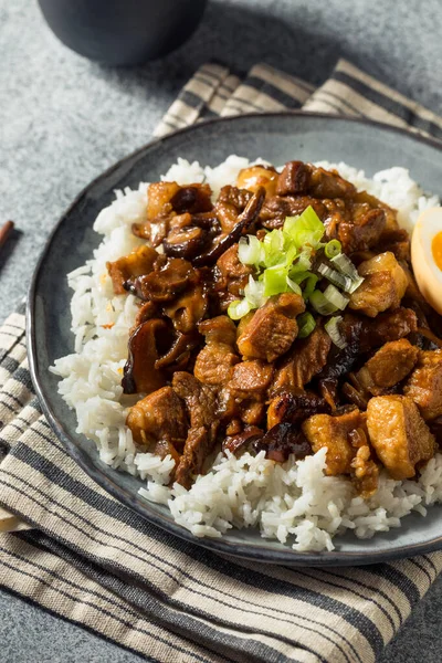 Vientre Cerdo Estofado Taiwanés Hecho Casa Con Arroz Huevos —  Fotos de Stock