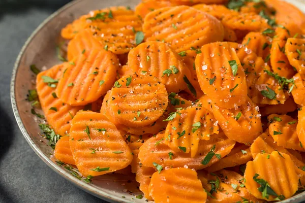 Homemade Healthy Steamed Carrot Chips Salt Pepper — Stock Photo, Image