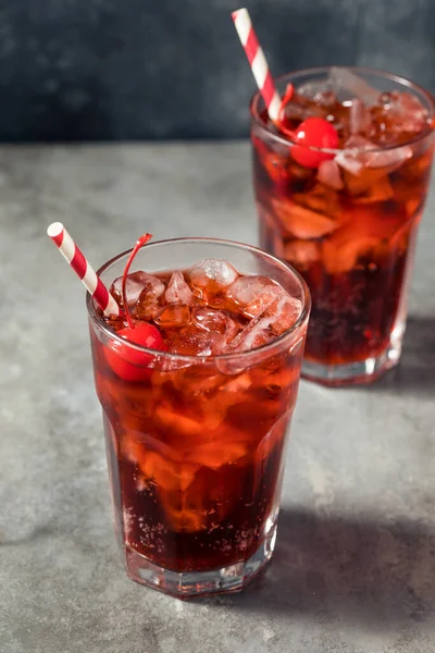 Cold Refreshing Cherry Cola Glass Ice — Stock Photo, Image