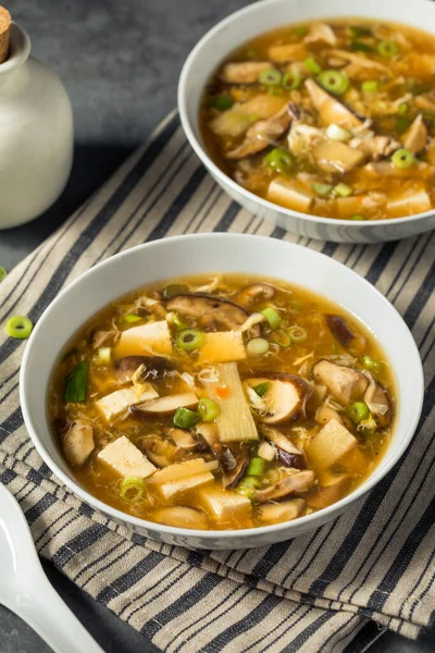 Homemade Chinese Hot Sour Soup Tofu Mushrooms — Stock Photo, Image