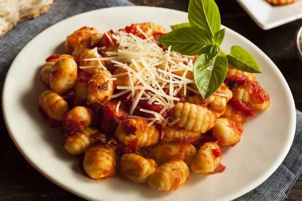 Homemade Italian Gnocchi with Red Sauce — Stock Photo, Image