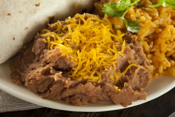 Homemade Refried Beans with Cheese — Stock Photo, Image