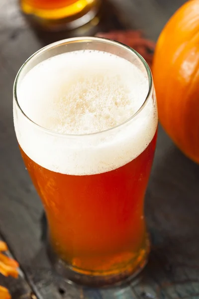 Ale di zucca arancione schiumosa — Foto Stock