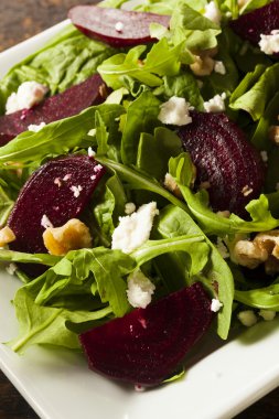 원시 녹색 사탕 무 우와 arugula 샐러드