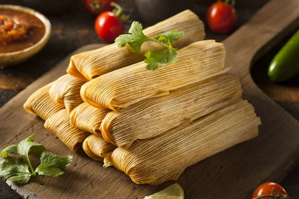 Tamales caseros de maíz y pollo — Foto de Stock