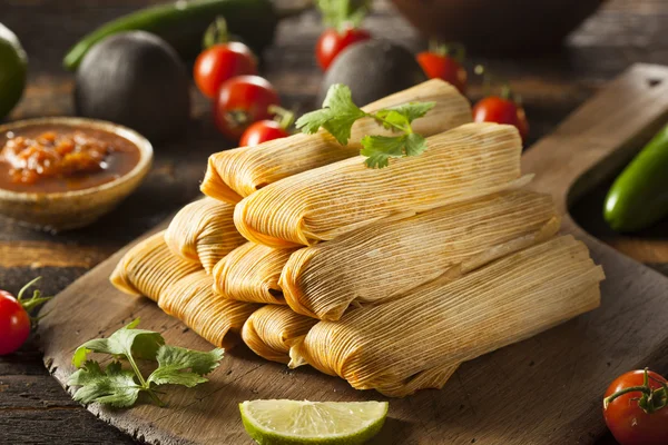 Tamales caseros de maíz y pollo — Foto de Stock