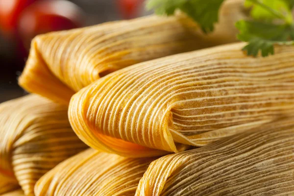 Homemade Corn and Chicken Tamales — Stock Photo, Image