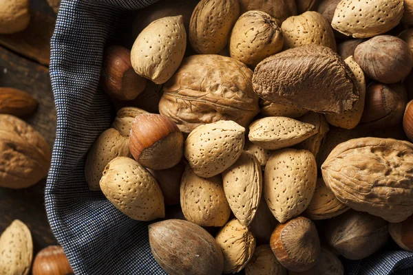 Assortment of Whole Raw Mixed Nuts — Stock Photo, Image