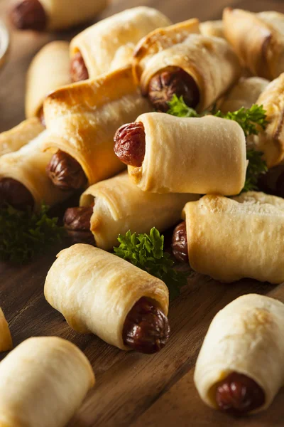 Homemade Pigs in a Blanket — Stock Photo, Image