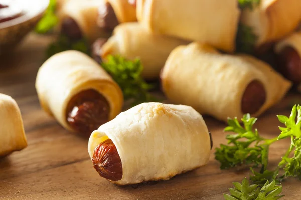 Homemade Pigs in a Blanket — Stock Photo, Image