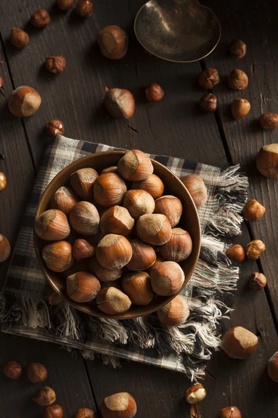 Raw Organic Whole Hazelnuts — Stock Photo, Image