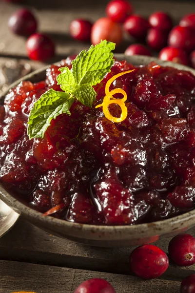 Huisgemaakte rode Cranberry saus — Stockfoto