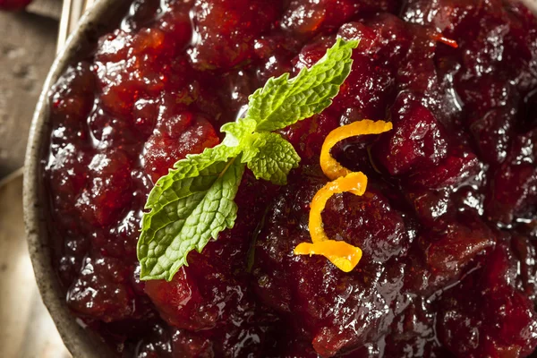Huisgemaakte rode Cranberry saus — Stockfoto