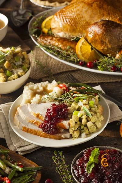 Maison Thanksgiving Turquie sur une assiette — Photo