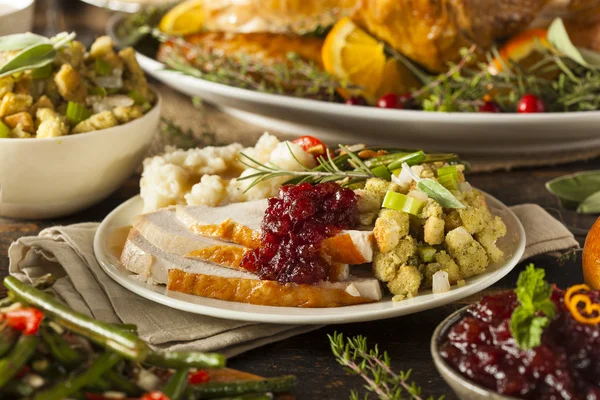 Homemade Thanksgiving Turkey on a Plate — Stock Photo, Image