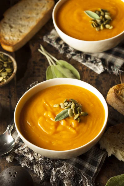 Sopa casera de calabaza de mantequilla de otoño — Foto de Stock